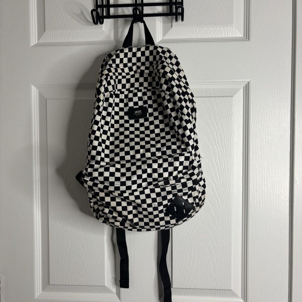 Vans Checkerboard Backpack Black White Classic Skate School Bag